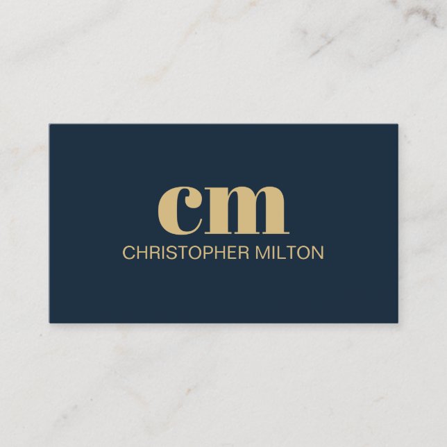 Carte De Visite Modern Bold Monogram QR code Navy Blue Consultant (Devant)