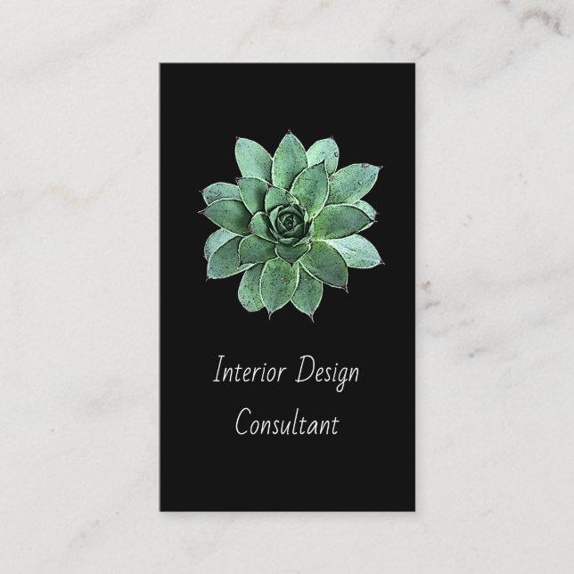 Carte De Visite Modern Botanical Succulent QR code Black   (Devant)