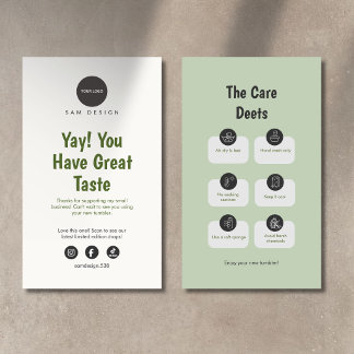 Carte De Visite Modern Custom Logo Social Media Tumbler Care Card