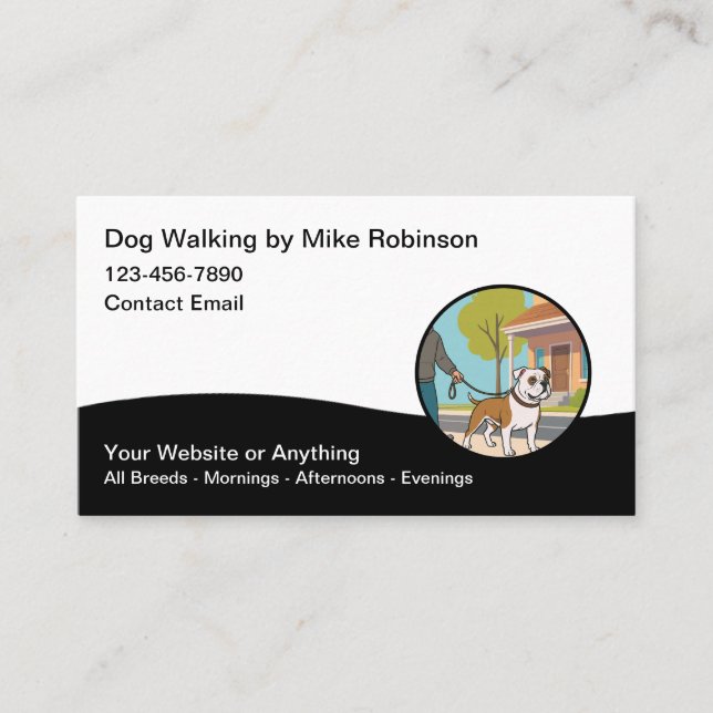 Carte De Visite Modern Dog Walking Services Business Cards (Devant)