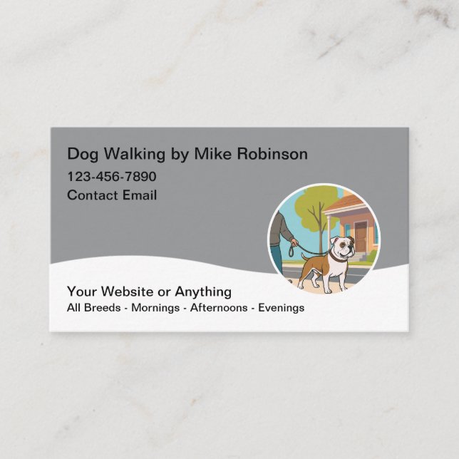 Carte De Visite Modern Dog Walking Services Business Cards (Devant)