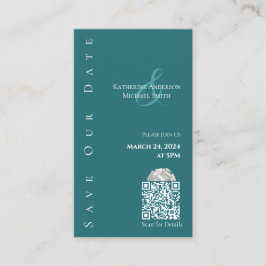 Carte De Visite Modern Emerald Green-Enregistrer le code Date-QR-
