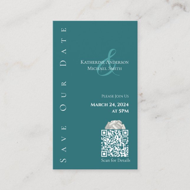Carte De Visite Modern Emerald Green-Enregistrer le code Date-QR- (Devant)