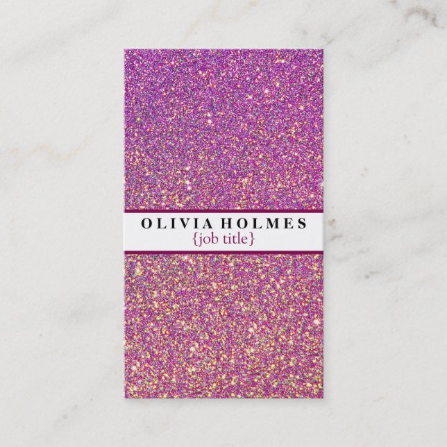 Carte De Visite Modern Girly Faux PinkPurple Parties scintillant P (Devant)