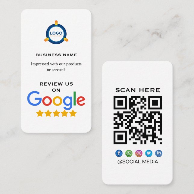 Carte De Visite Modern Google Review With QR Code  (Devant / Derrière)