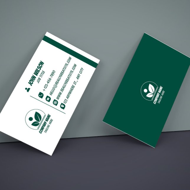 Carte De Visite Modern Green and White QR Code Business Card (Créateur téléchargé)
