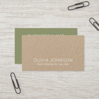 Carte De Visite Modern Green Minimalist Kraft Consultant