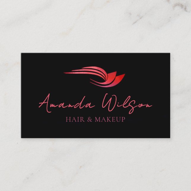 Carte De Visite Modern Hot Pink Metallic Abstract  (Devant)