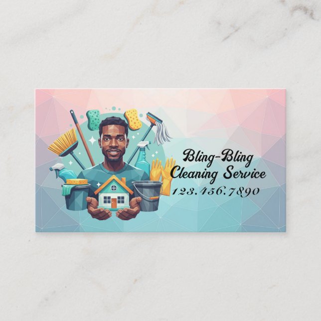 Carte De Visite Modern House Cleaning Maid Service Housekeeping (Devant)