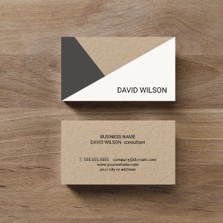 Carte De Visite Modern Kraft Paper Grey White Geometric Consultant