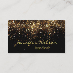 Carte De Visite Modern Luxury Black & Gold Parties scintillant Pla