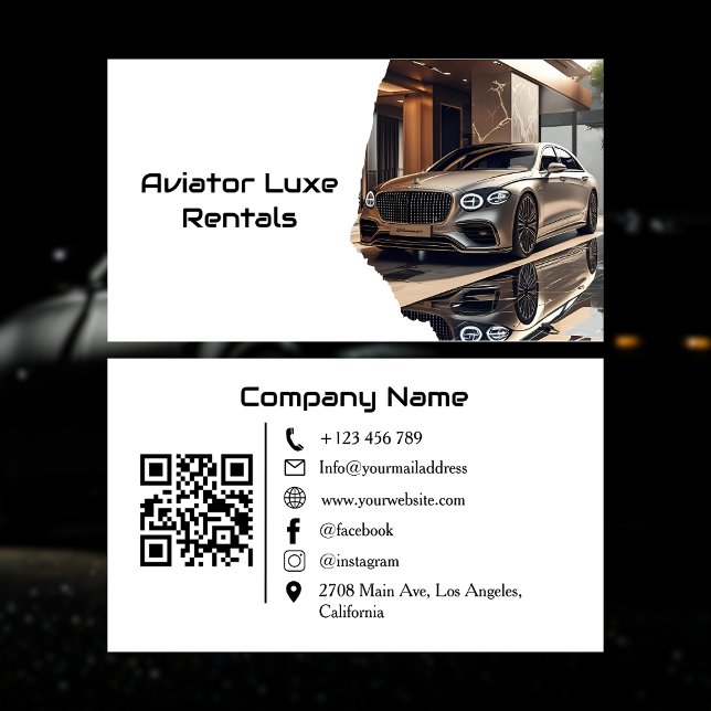 Carte De Visite Modern Luxury Car Rental & Sales QR Code Photo (Créateur téléchargé)
