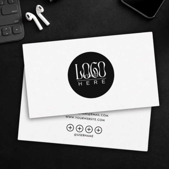 Carte De Visite modern minimalist Add your custom logo white (Créateur téléchargé)