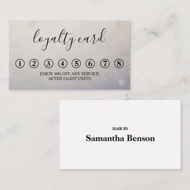 Carte De Visite Modern Minimalist Black & White Loyalty Card (Devant / Derrière)