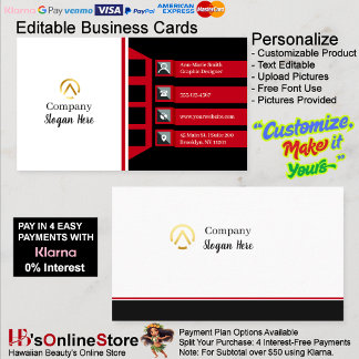 Carte De Visite Modern Minimalist Company Red Black White