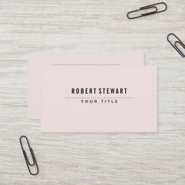 Carte De Visite Modern minimalist generic baby pink (Devant/Arrière en situation)