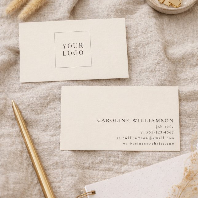 Carte De Visite Modern Minimalistic Cream Brown Professional Logo  (Créateur téléchargé)