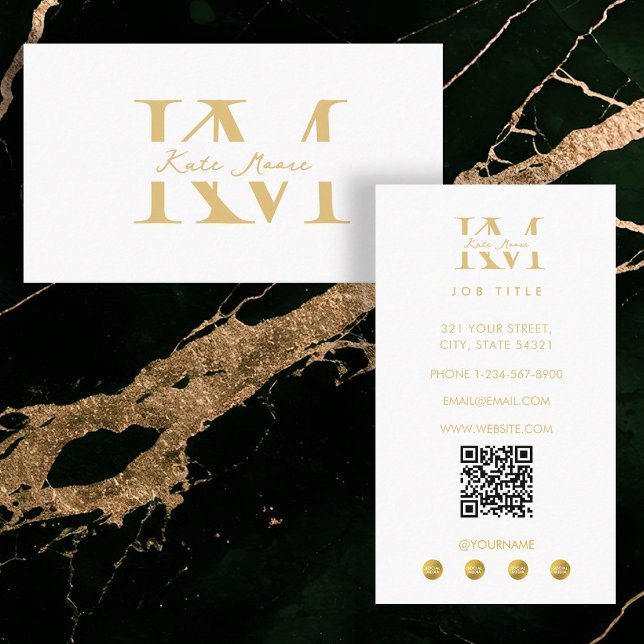 Carte De Visite Modern Monogram Professional Gold White Marketing (Modern Monogram Professional Gold White Marketing Business Card)