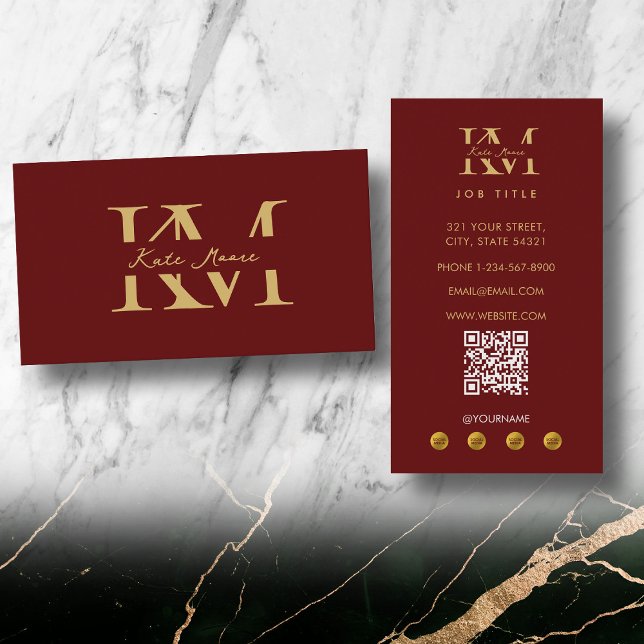 Carte De Visite Modern Monogram Professional Red Gold Marketing (Modern Monogram Professional Red Gold Marketing Business Card)