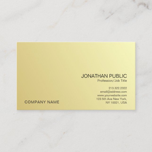Carte De Visite Modern Professional Elegant Gold Look Company (Devant)