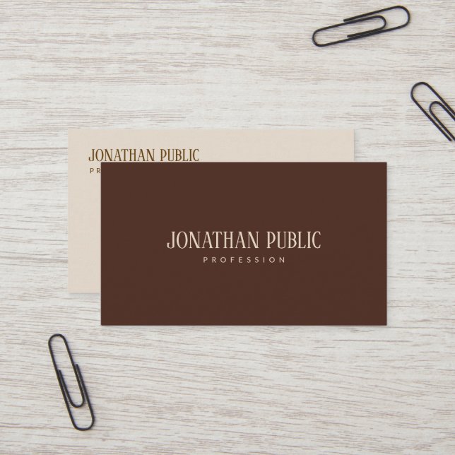 Carte De Visite Modern Professional Elegant Template Brown & Beige (Devant/Arrière en situation)