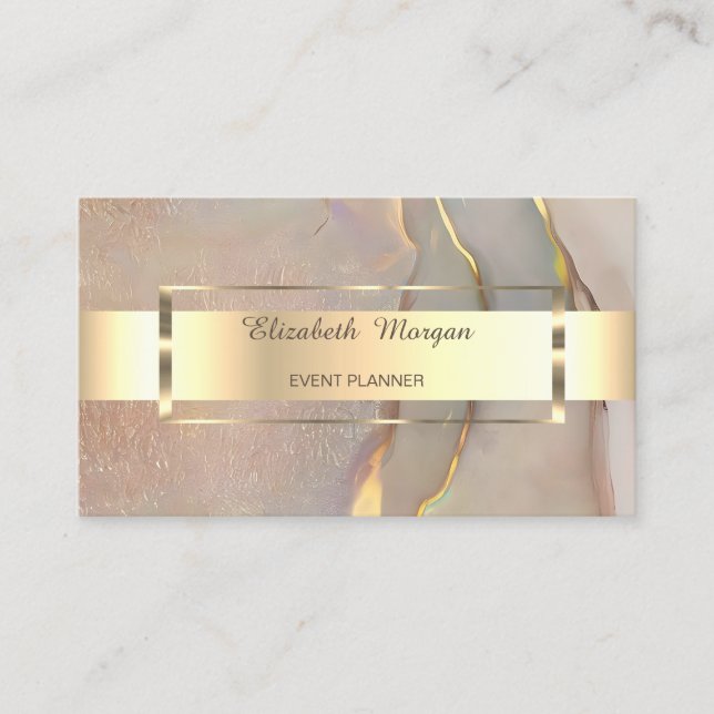Carte De Visite Modern  Professional Gold Stripe Pink Opal (Devant)