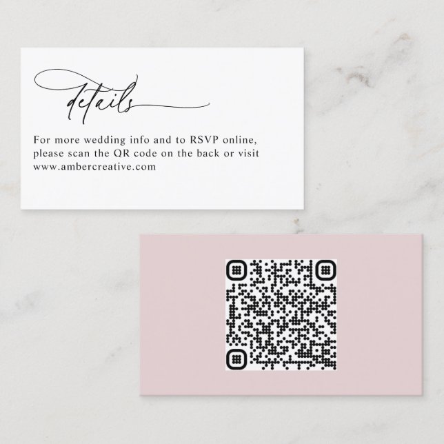 Carte De Visite Modern QR Code Minimalist Wedding Enclosure Card (Devant / Derrière)