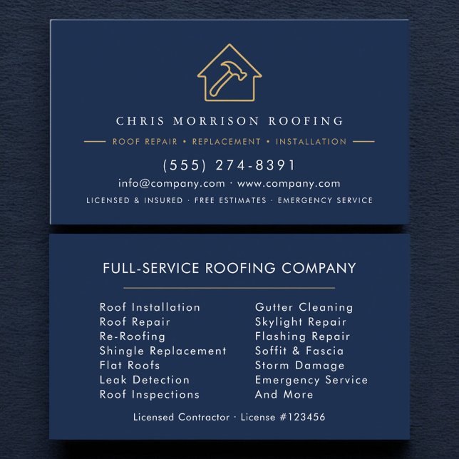 Carte De Visite Modern Roofing Roofer Company Business Card (Créateur téléchargé)