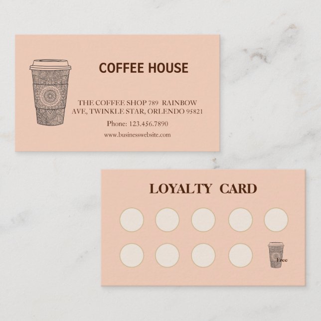 Carte De Visite Modern simple coffee Shop Loyalty Card (Devant / Derrière)