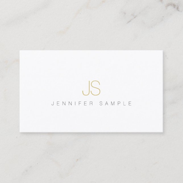Carte De Visite Modern Simple Professional Elegant Gold Monogram (Devant)