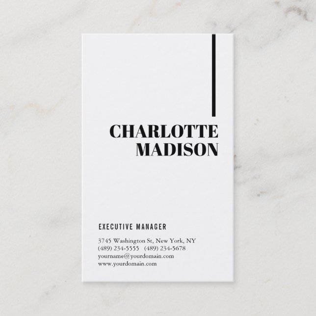 Carte De Visite Modern Simple White Trendy Minimalist Plain  (Devant)