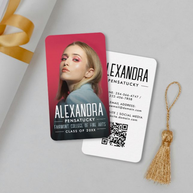 Carte De Visite Modern Student Graduate Networking Photo QR Code (Créateur téléchargé)