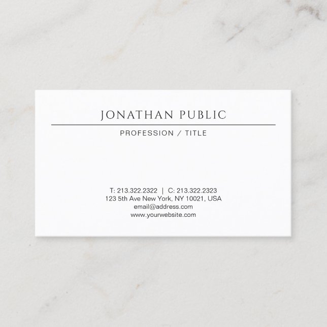 Carte De Visite Modern Stylish Minimal Professional Template Cute (Devant)