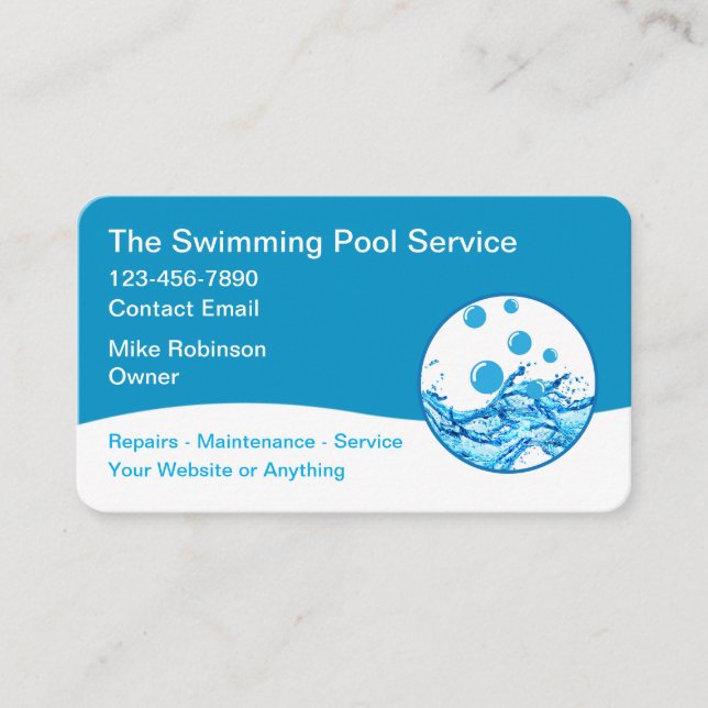 Carte De Visite Modern Swimming Pool Service Unique (Devant)
