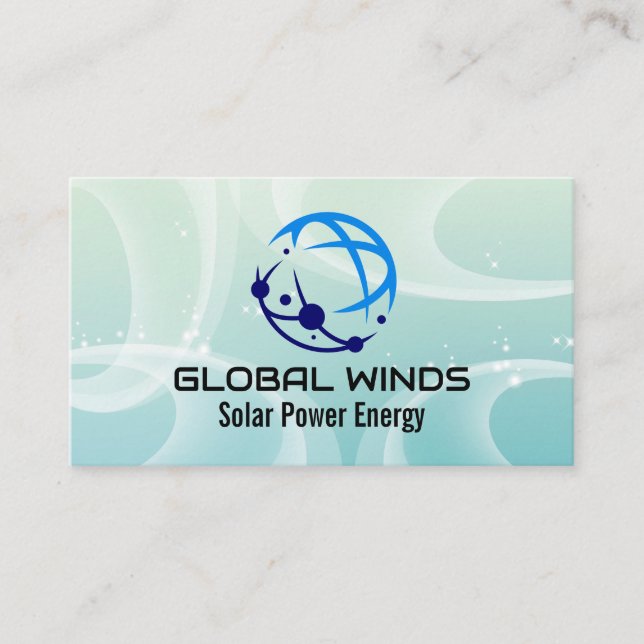 Carte De Visite Modern Tech Globe Logo | Solar Winds Background (Devant)