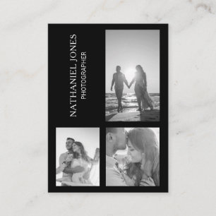 Carte De Visite Modern Three Photo Collage Photographe noir