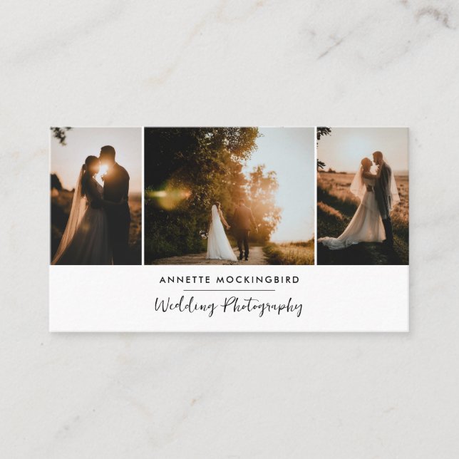 Carte De Visite Modern Three Photo Wedding Photography (Devant)