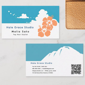 Carte De Visite Modern Tropical Hibiscus Floral Hair Salon 