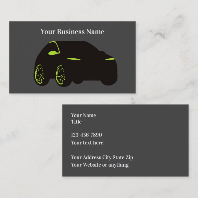 Carte De Visite Modern Unique Automotive Theme Business Cards (Devant / Derrière)