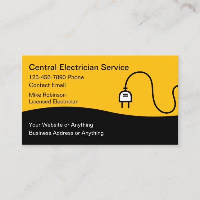Carte De Visite Modern Unique Electrician Business Cards (Devant)