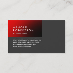 Carte de visite moderne à la mode gris-rouge clair