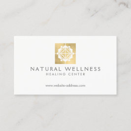 Carte De Visite Moderne Abstrait Faux Gold Floral Logo Wellness