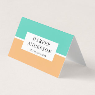 Carte De Visite Moderne Abstrait Green & Orange Professional