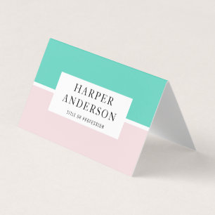 Carte De Visite Moderne Abstrait Pastel Pink & Mint Professionnel