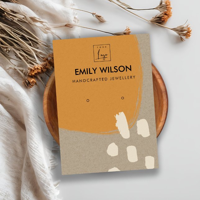 CARTE DE VISITE MODERNE ABSTRAIT RUST ORANGE KRAFT EARRING AFFICHE (Créateur téléchargé)