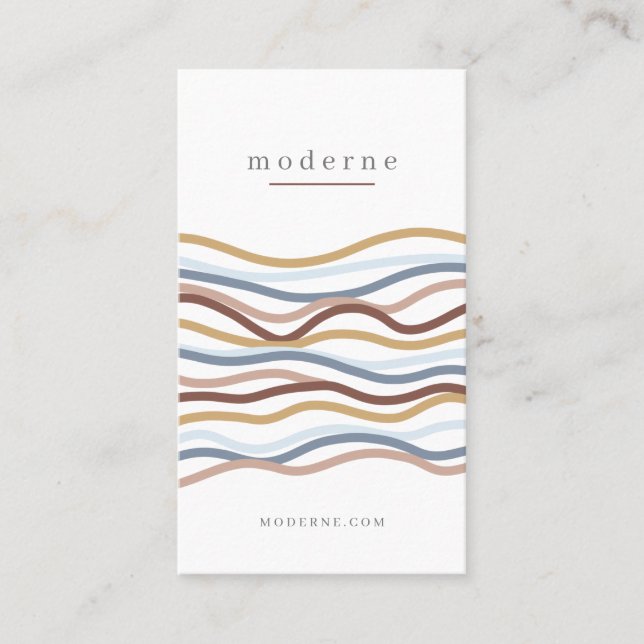 Carte De Visite Moderne Abstraite ligne Wave Motif Design blanc (Devant)