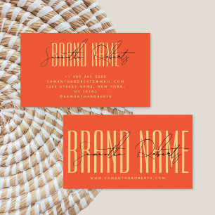 Carte De Visite Moderne ajouter marque élégante orange