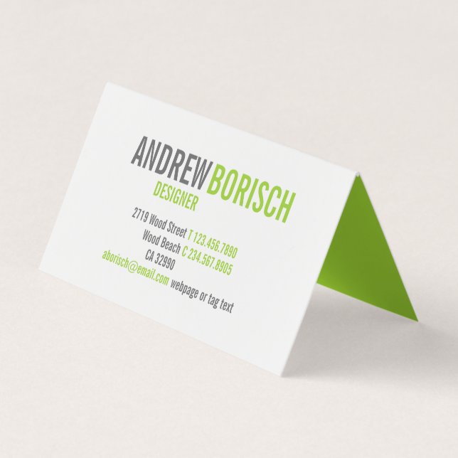 Carte De Visite Moderne amusant blanc citron vert plié (Devant)