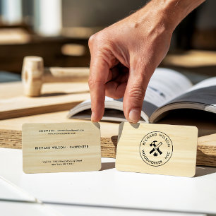 Carte De Visite Moderne apparence de grain de bois logo de charpen