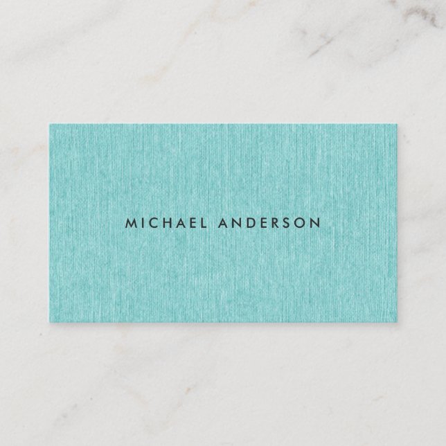 Carte De Visite Moderne, aqua de turquoise bleu, texture de toile (Devant)